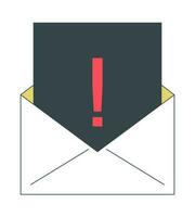 Electronic spam flat line concept vector spot illustration. Email alert. Exclamation mark envelope 2D cartoon outline object for web UI design. E-mail marketing editable isolated colorful hero image