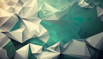 Polygonal high resolution pattern for background, white and teal and green flares. Abstract hexagonal polygonal low poly triangular high resolution futuristic green energetic background photo