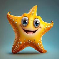 collection of happy, smiling, joyful cartoon style star fish characters for summer, vacation design. Cartoon Star fish smiling avatar photo