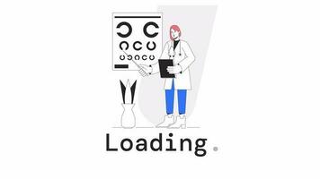 Check eyesight loader animation. Eye doctor exam. Optical test. Flash message 4K video footage. Isolated outline colour loading animation with alpha channel transparency for UI, UX web design