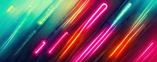 illustration of gaming background abstract, cyberpunk style of gamer wallpaper, neon glow light of sci-fi. Glowing iridescent neon lights for both light and dark backgrounds. photo