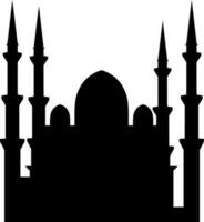 Vector silhouette of mosque on white background