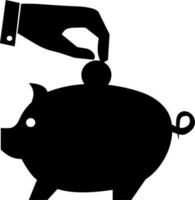 Vector silhouette of piggy bank on white background