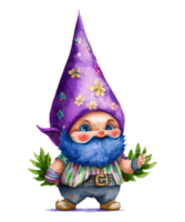 Cute Gnome Mardi Gras watercolor png