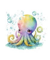 Octopus schattig waterverf sublimatie ai generatief png