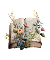 floral libro acuarela ai generativo png