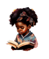 Boy Black and books watercolor png