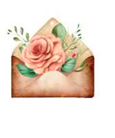 ancien enveloppes aquarelle fleur romantique clipart ai génératif png