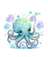 Octopus schattig waterverf sublimatie ai generatief png