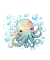 Octopus schattig waterverf sublimatie ai generatief png