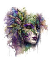 masker mardi gras waterverf ai generatief png