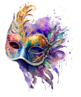 mask mardi gras vattenfärg ai generativ png