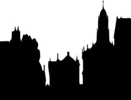 Vector silhouette of building on white background