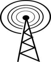 Vector silhouette of signal tower on white background