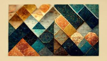 Artistic colorful mosaic pattern. Collage contemporary print with trendy decorative mosaic pattern with different colors, modern art. Banner concept photo