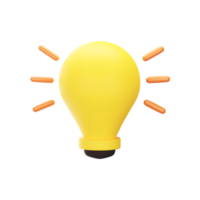 3D Render of Yellow Illuminated Light Bulb Element. png