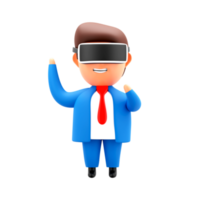 3d render do homem de negocios vestindo vr caixa em branco fundo. png