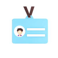 Faceless Man ID Card With Ribbon 3D Element In Blue And Brown Color. png