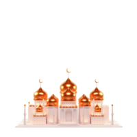 3d representación hermosa mezquita con arboles y Copiar espacio en blanco antecedentes para islámico festival concepto. png