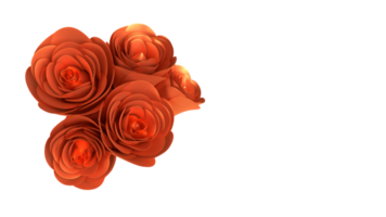 3D Beautiful Copper Rose Flowers On White Background And Copy Space. png