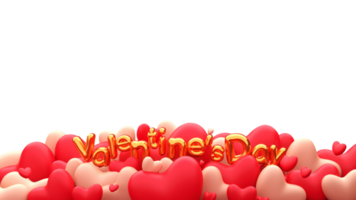 Golden Valentine's Day Foil Balloon Font With 3D Hearts Decorated On White Background. png