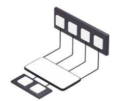 3d framställa av smartphone skärm med som visar olika miniatyrer på vit bakgrund. png