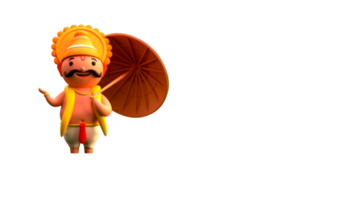 3d render do rei Mahabali em pé em branco fundo e cópia de espaço. png