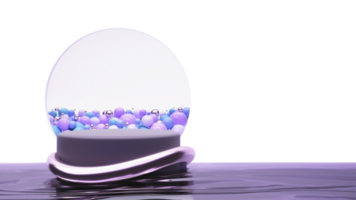 3D Render of Empty Podium With Glossy Balls Inside Circular Frame On Purple And White Background. png