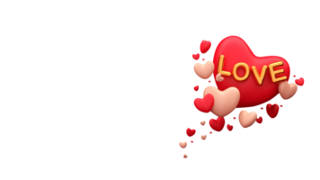 Golden Love Balloon Font With 3D Hearts And Tiny Balls Decorated On White Background. png