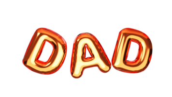 Golden Balloon Dad Font Against White Background. png