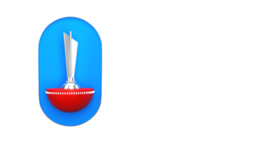 realistico argento trofeo tazza al di sopra di 3d rosso metà cricket palla e copia spazio. png