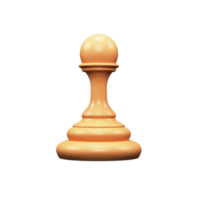 3D Render of Golden Pawn Chess Piece On White Background. png