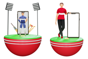 Participating Cricket Players of India VS Netherlands On 3D Half Balls With Smartphone Illustration. png