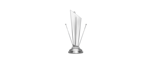 3D Silver Trophy Cup With Empty Double Flag Stand And Copy Space. png