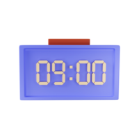 3D Illustration of Blue Digital Clock Display Icon. png