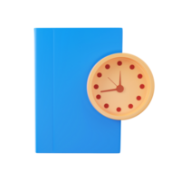 3d hacer de libro y reloj icono en azul y amarillo color. png