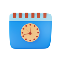 Blue And Orange Calendar Clock Icon In 3D Render. png