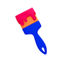 3D Rendering Paintbrush Colorful Icon. png