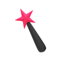 rosa och grå illustration av magi wand 3d ikon. png
