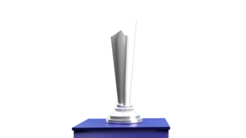 3d argento trofeo tazza a podio su bianca sfondo. png