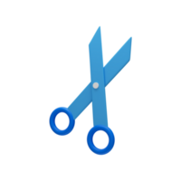3D Illustration of Blue Scissor Icon. png