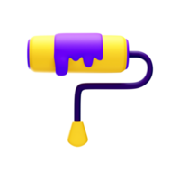 Yellow And Purple Paint Roller 3D Icon. png