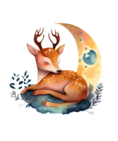 Cute Deer on the moon png