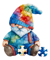 Cute Gnome Autism Watercolor png