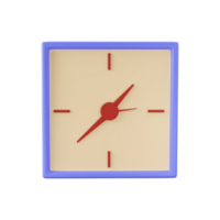 3D Illustration of Blue And Yellow Square Clock Icon. png