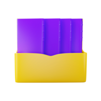 Yellow And Purple Illustration of File Box 3D Icon. png