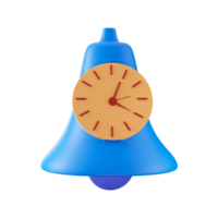 3d hacer de notificación campana y pared reloj amarillo y azul icono. png