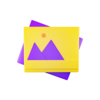 3D Render of Gallery Icon In Yellow And Purple Color. png