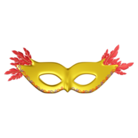 rojo y dorado pluma fiesta máscara en 3d estilo png