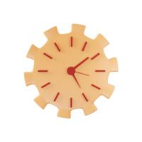 Yellow And Red Illustration of Cogwheel Clock 3D Icon. png